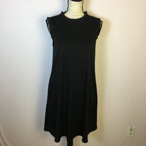 New! Apt 9 Mini Shift Dress S Womans Black Knit Sleeveless Ruffle Crew Neck